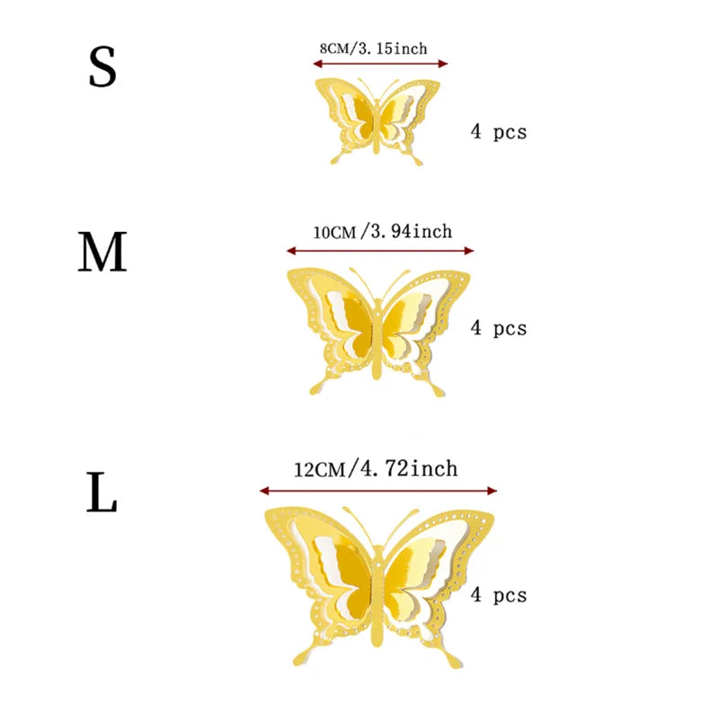 Elegant 3D Gold Butterfly Wall Decor – Parties and Home Decoration - Image 6