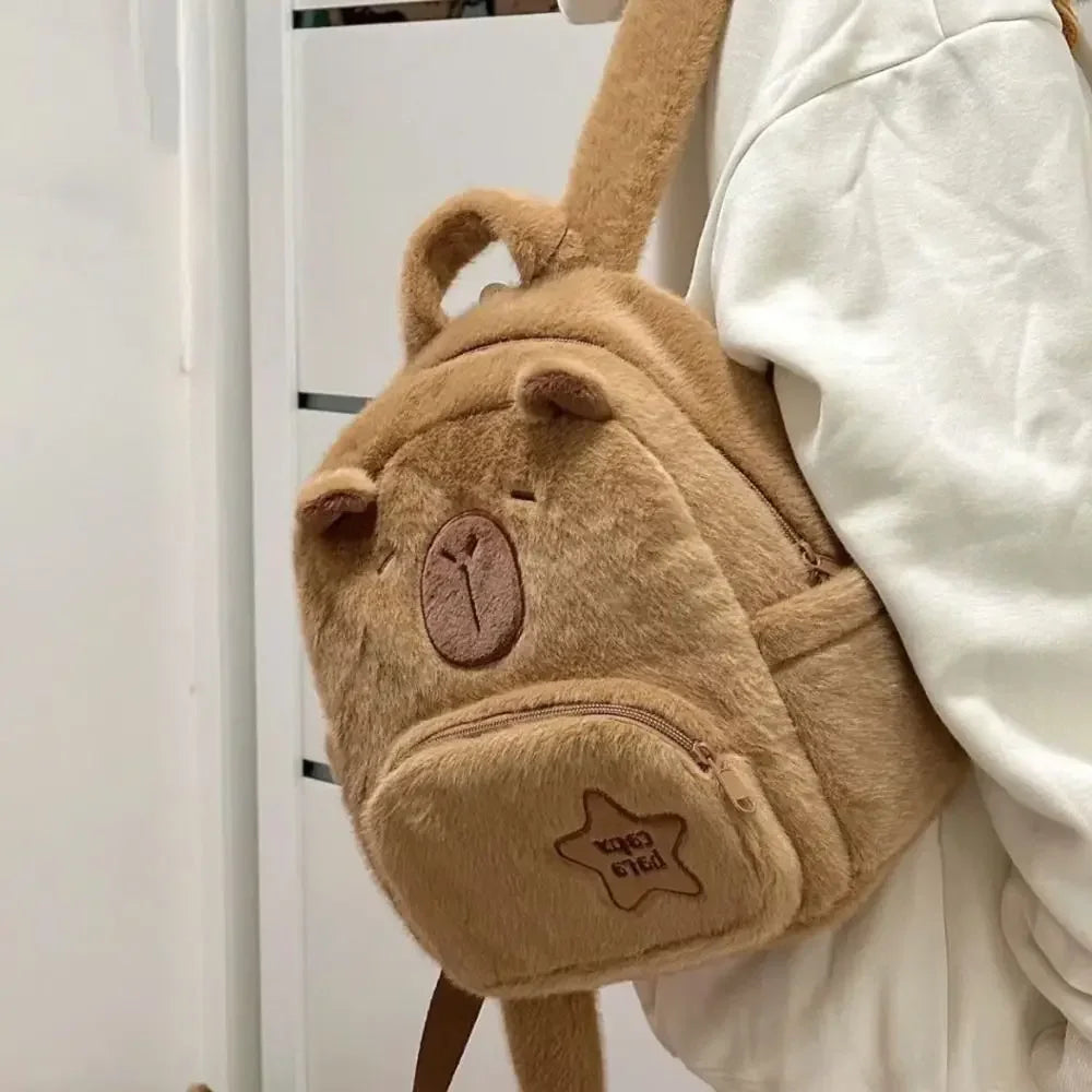 Kawaii Capybara Plush Backpack – Cute and Versatile Tote for All Ages - Image 4