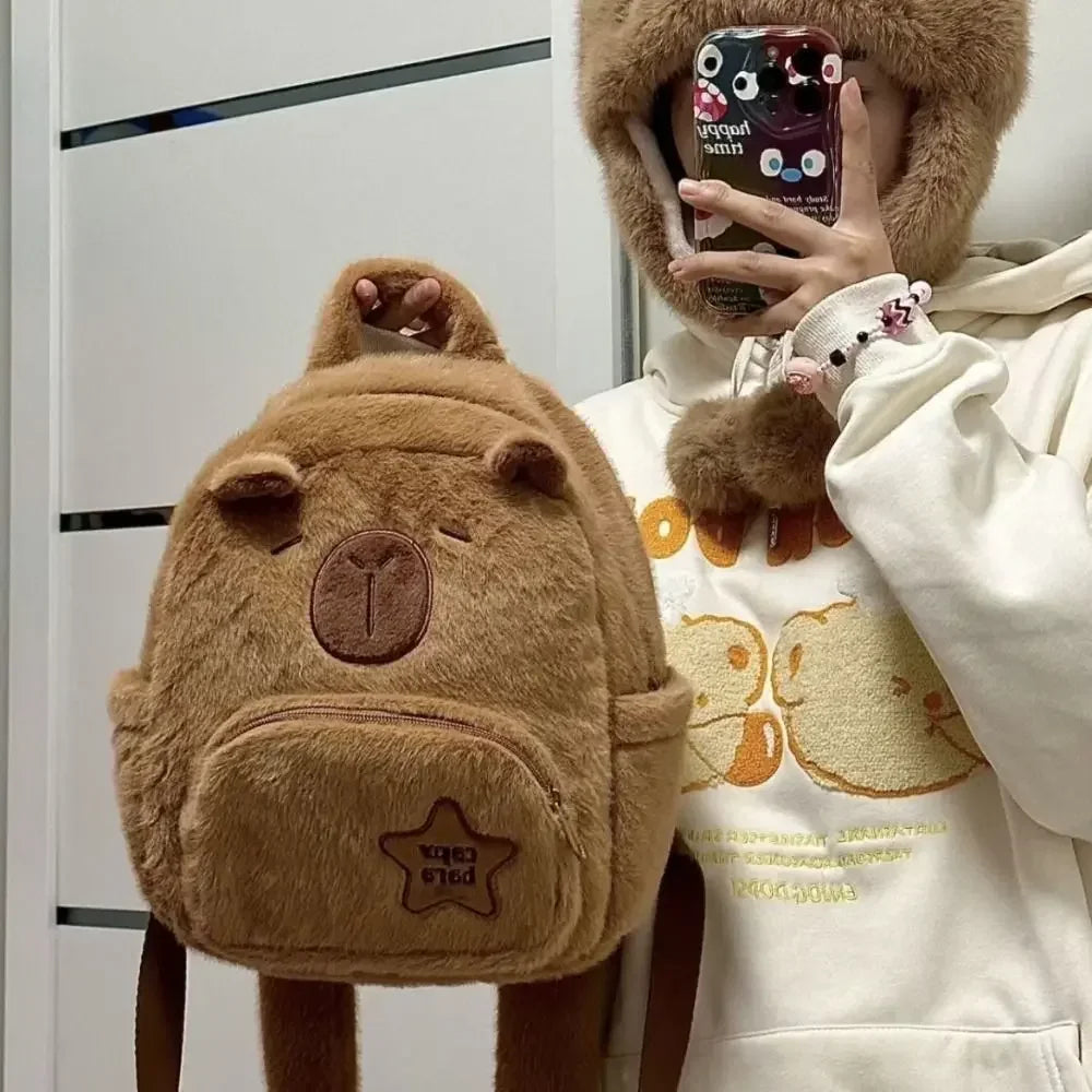 Kawaii Capybara Plush Backpack – Cute and Versatile Tote for All Ages - Image 3