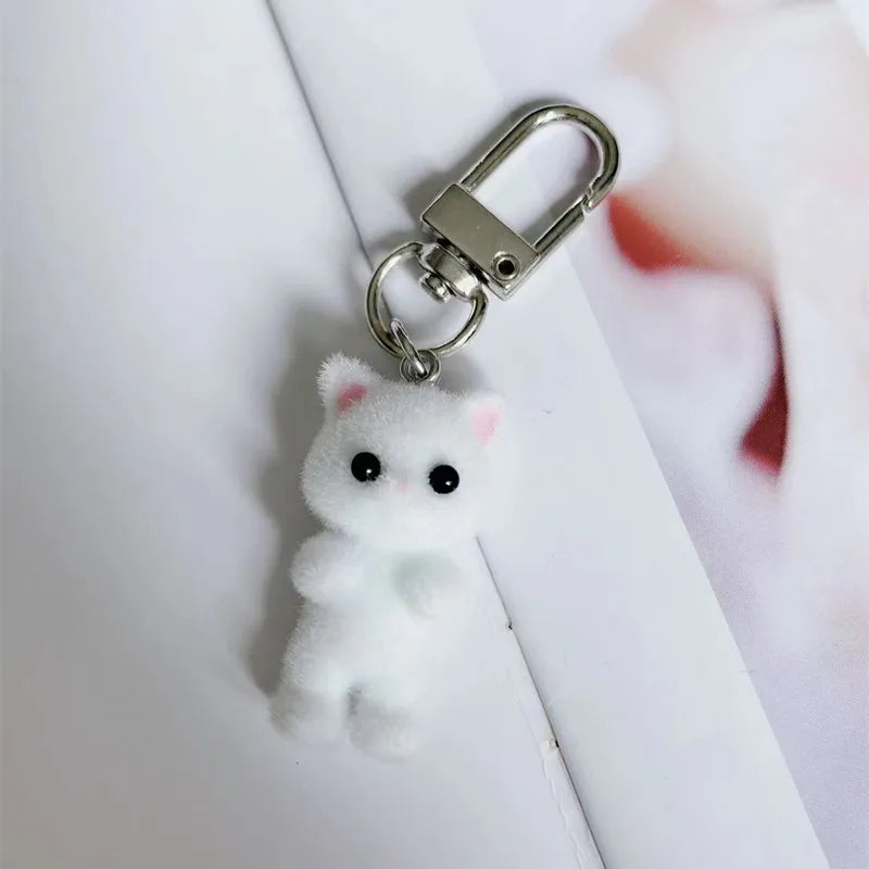 Cute Flocking Cat Keychain - Image 6