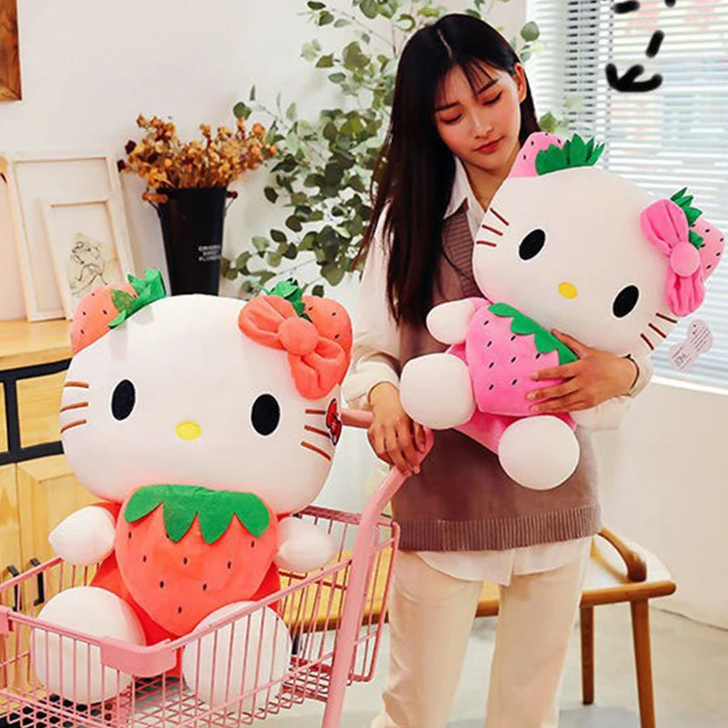 Kawaii Sanrio Hello Kitty Plush – Adorable Strawberry KT Cat Pillow Doll - Image 2