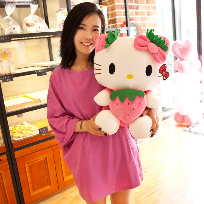 Kawaii Sanrio Hello Kitty Plush – Adorable Strawberry KT Cat Pillow Doll - Image 4