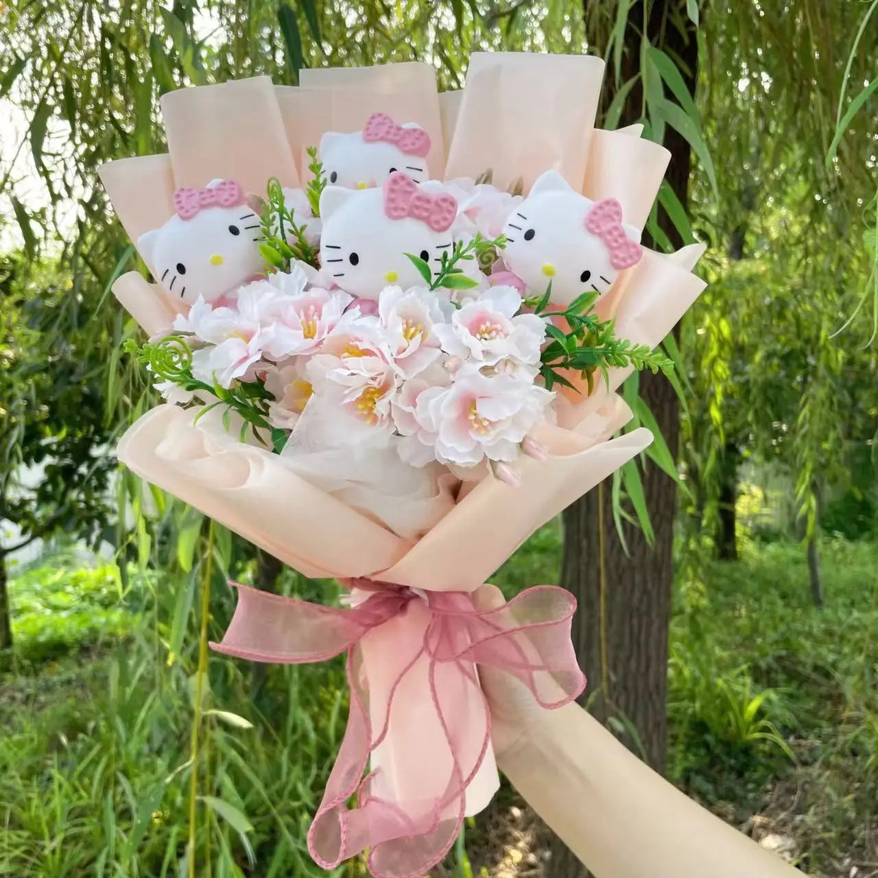 Kawaii Hello Kitty Cat Dolls with Artificial Flowers – Perfect Gift Bouquets - Image 17