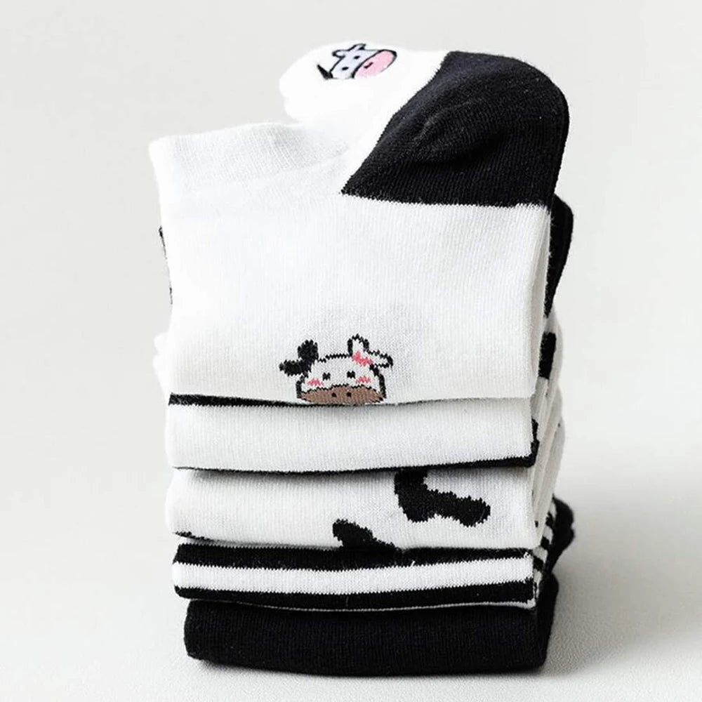 Charming Cartoon Animal Print Short Socks – 5 Pairs for a Playful Wardrobe - Image 3