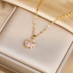 Romantic Pink Sakura Pendant Necklace