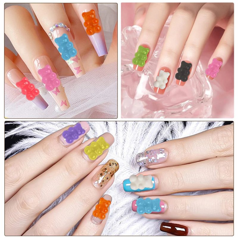 50Pcs Gummy Bear Rhinestone Nail Art Charms – Jelly Bear Decorations - Image 4