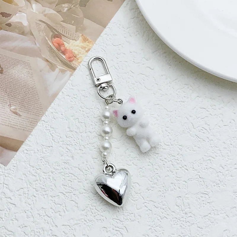 Cute Flocking Cat Keychain - Image 11