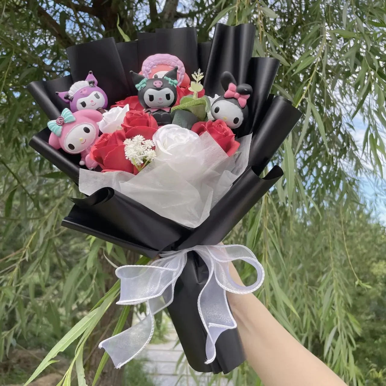 Kawaii Hello Kitty Cat Dolls with Artificial Flowers – Perfect Gift Bouquets - Image 29