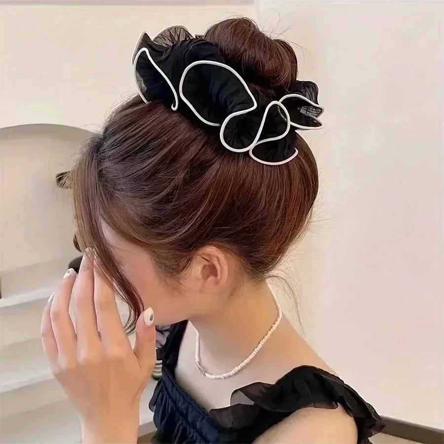 Elegant Korean Retro Oversized Chiffon Scrunchies for a Chic Look - Image 4