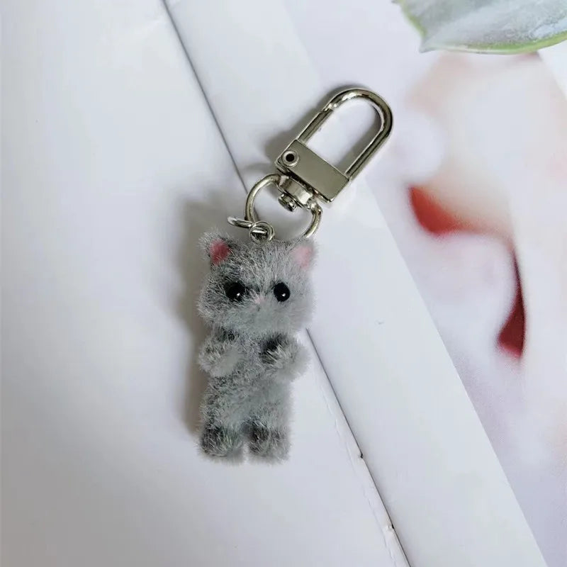 Cute Flocking Cat Keychain - Image 4