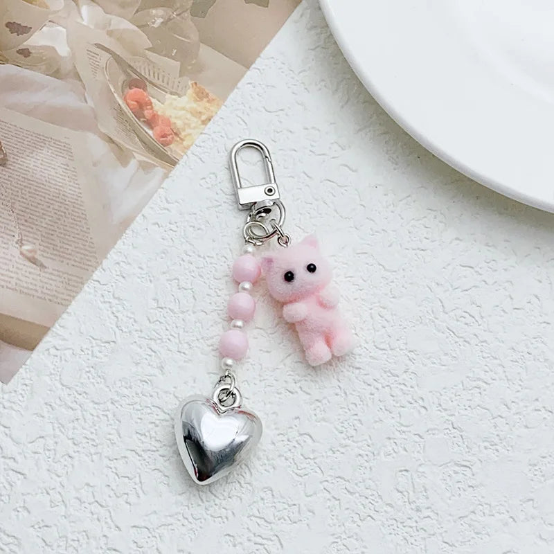 Cute Flocking Cat Keychain - Image 10