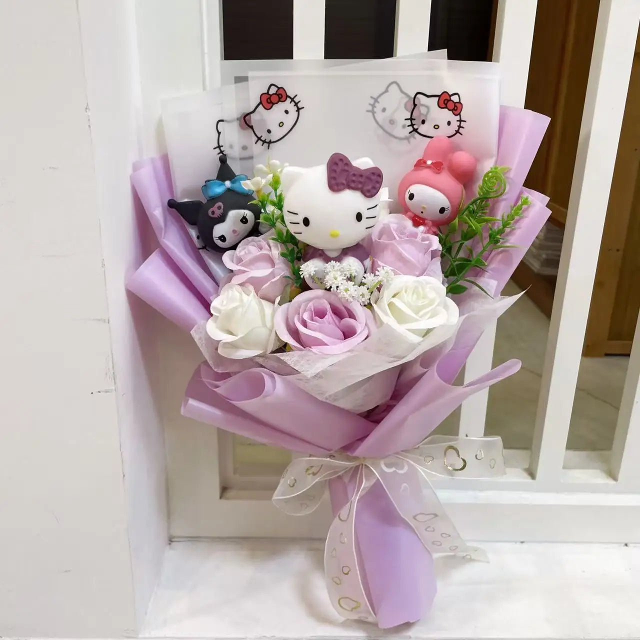 Kawaii Hello Kitty Cat Dolls with Artificial Flowers – Perfect Gift Bouquets - Image 15