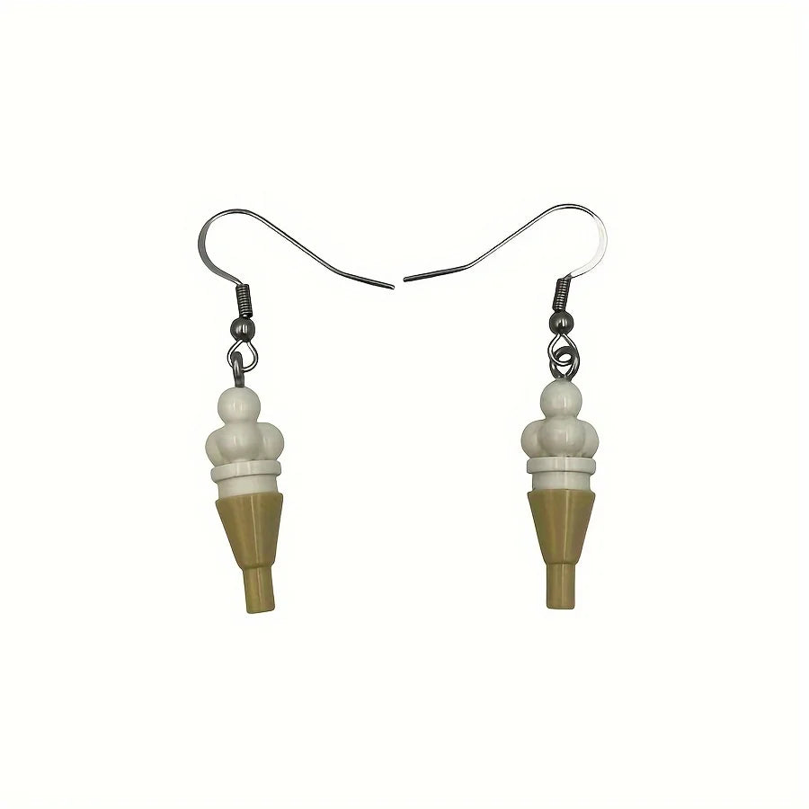 Creative Ice Cream Building Block Earrings – Handmade Kawaii Jewelry - Image 5
