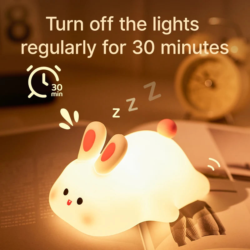 Big Face Rabbit Night Light – Cute Silicone Touch Lamp for Kids - Image 4