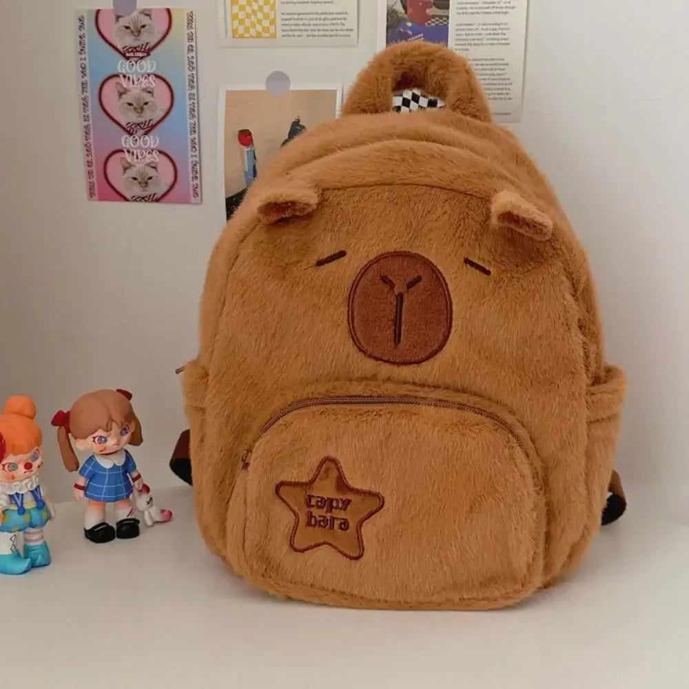 Kawaii Capybara Plush Backpack – Cute and Versatile Tote for All Ages - Image 2