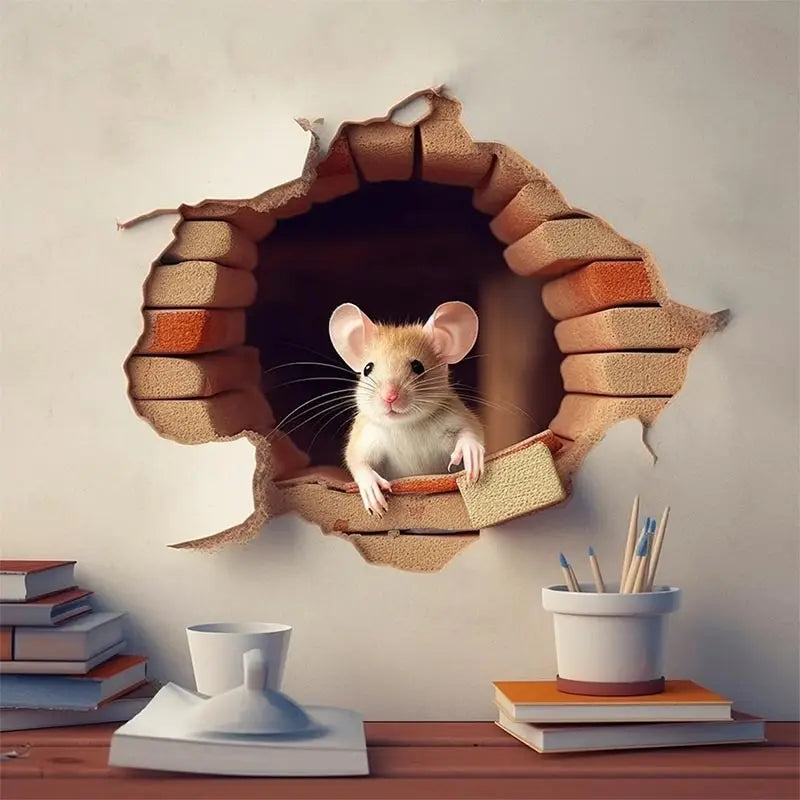 M735 Cute Mouse Hole Wall Sticker – Whimsical Decor for Any Room - Image 3