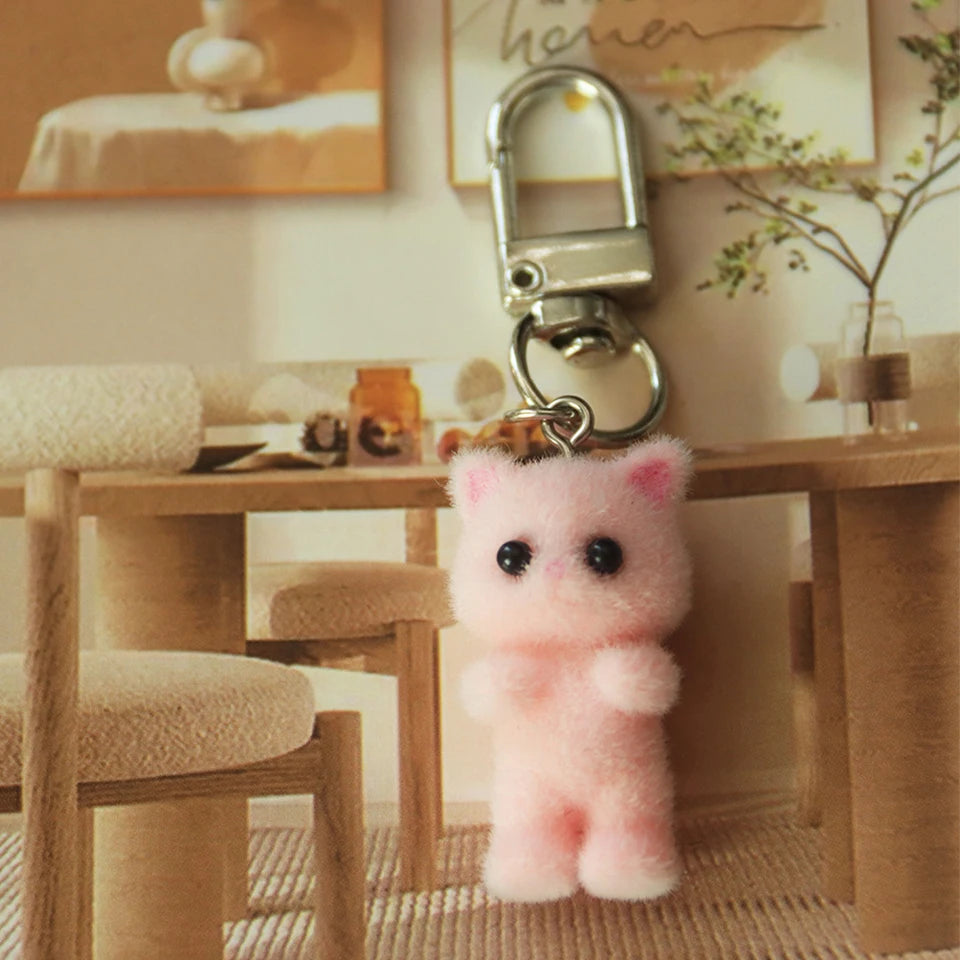 Cute Flocking Cat Keychain - Image 9
