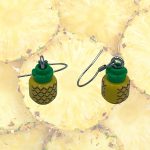 Creative Yellow Pineapple Building Block Earrings 