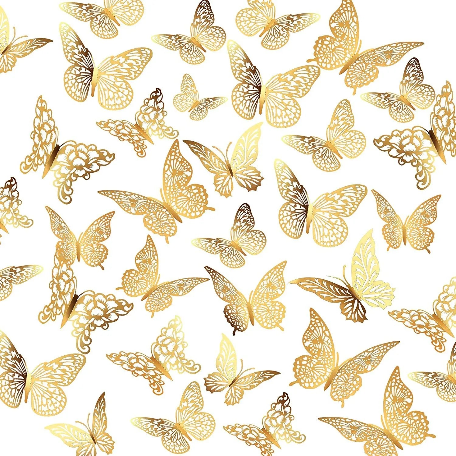 Elegant 3D Gold Butterfly Wall Decor – Parties and Home Decoration
