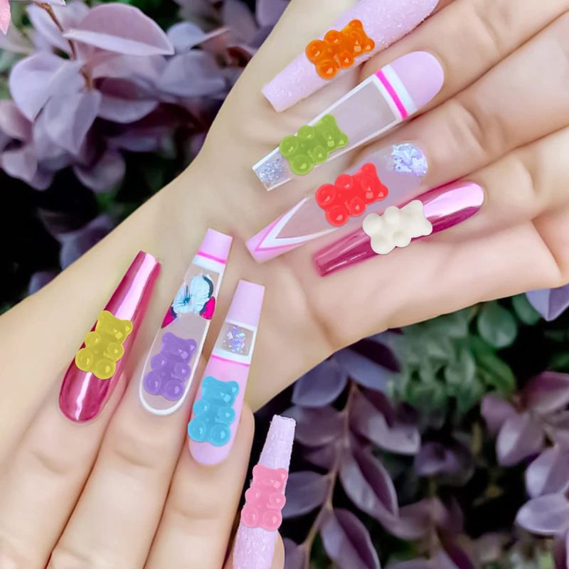 50Pcs Gummy Bear Rhinestone Nail Art Charms – Jelly Bear Decorations - Image 5