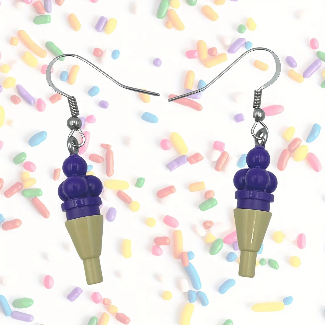Creative Ice Cream Building Block Earrings – Handmade Kawaii Jewelry