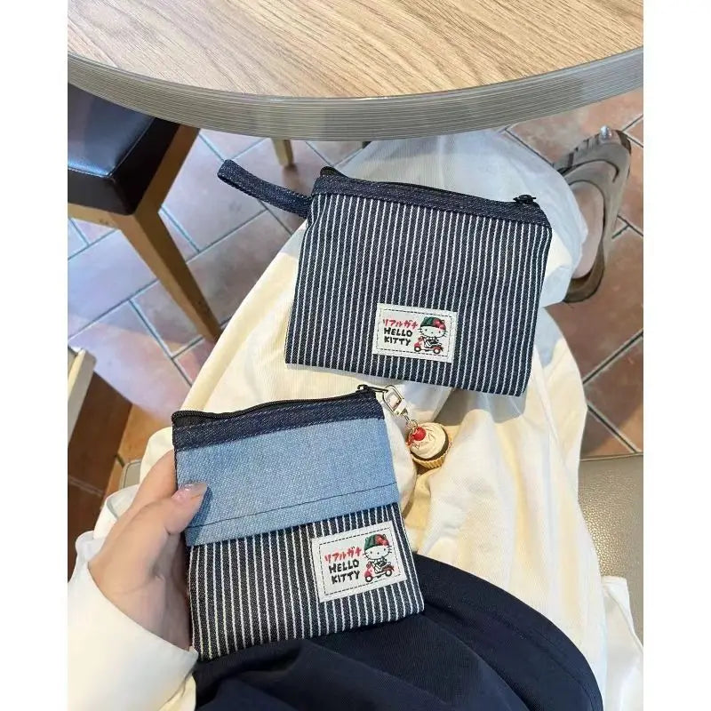 Hello Kitty Coin Bag – Kawaii Sanrio Denim Storage Bag for Fans - Image 2