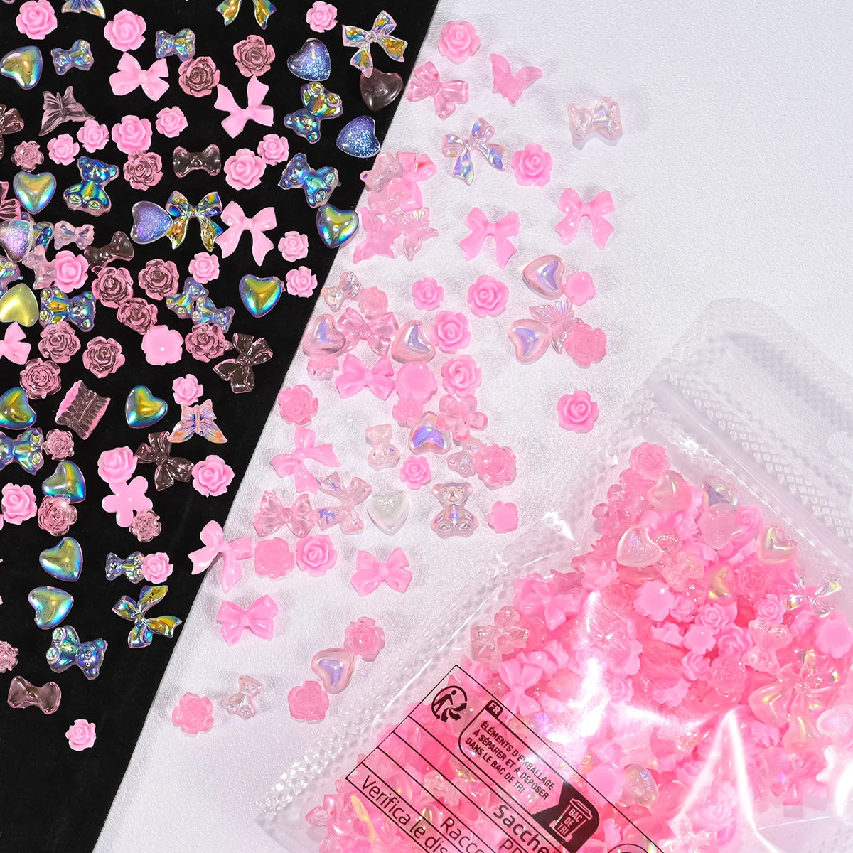 Pink Bowknot Heart Shaped Mixed Nail Decorations - Image 4