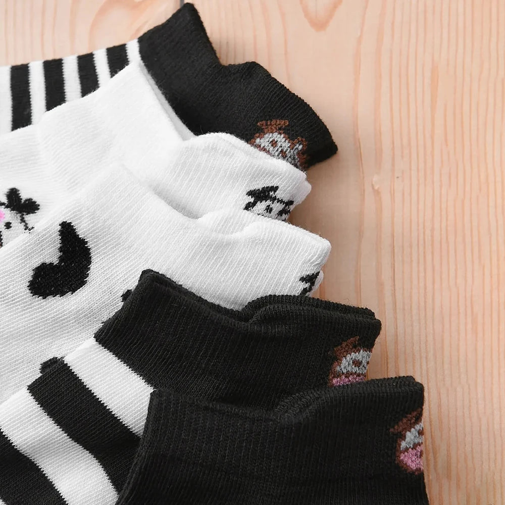 Charming Cartoon Animal Print Short Socks – 5 Pairs for a Playful Wardrobe - Image 6