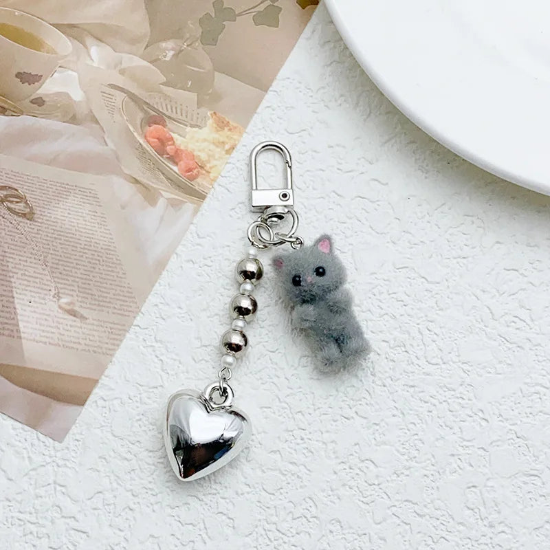 Cute Flocking Cat Keychain - Image 8