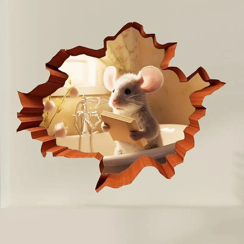 M735 Cute Mouse Hole Wall Sticker – Whimsical Decor for Any Room - Image 9