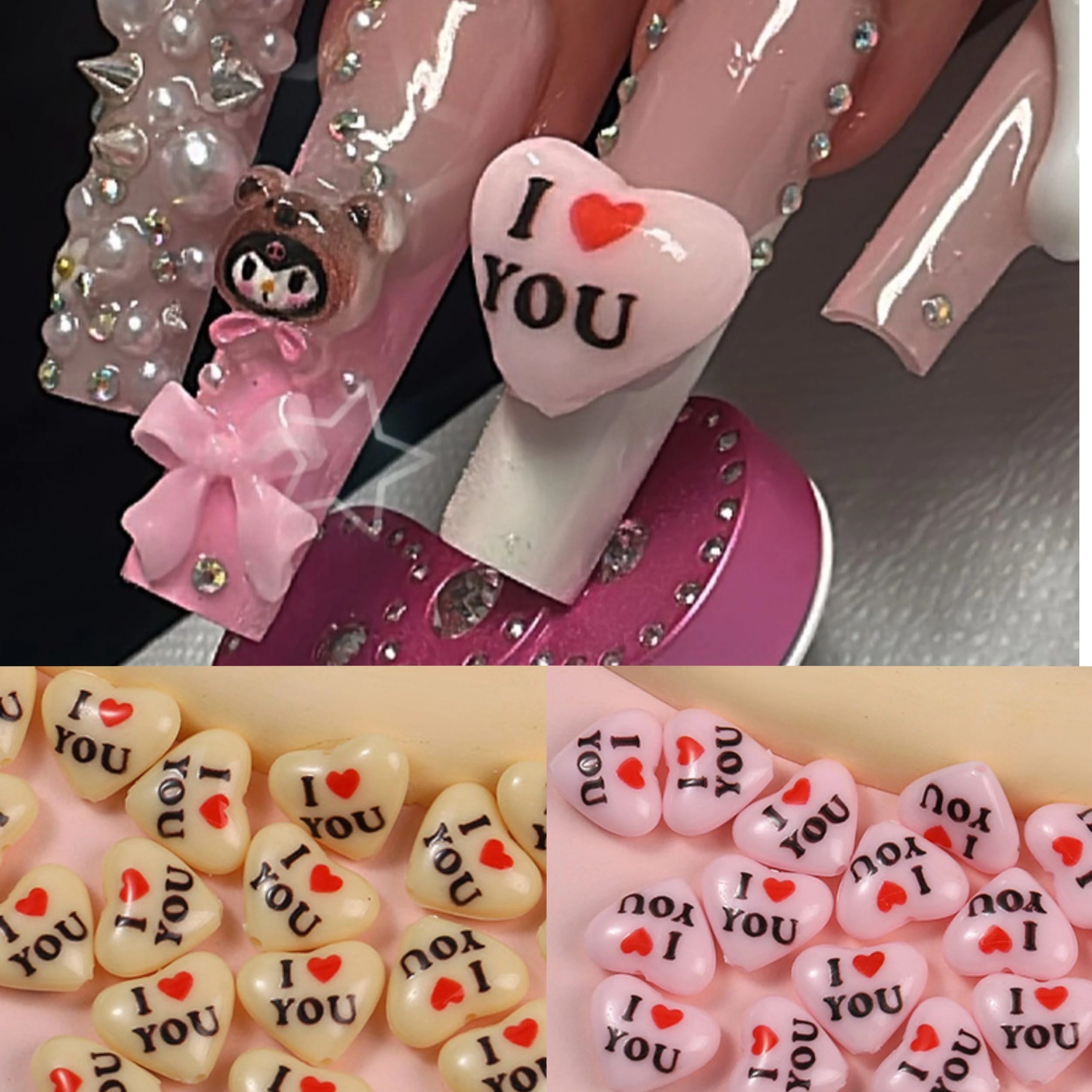 Adorn Your Creations with 10pcs I Love You Heart Beads - Image 2