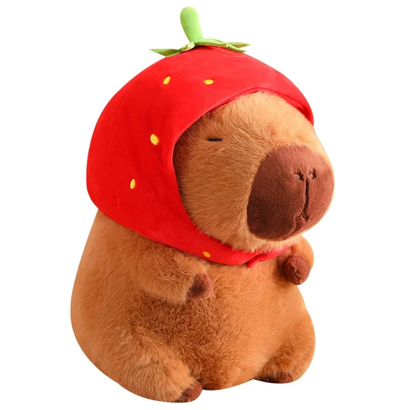 Adorable Strawberry Hat Capybara Plush Toy - Image 6